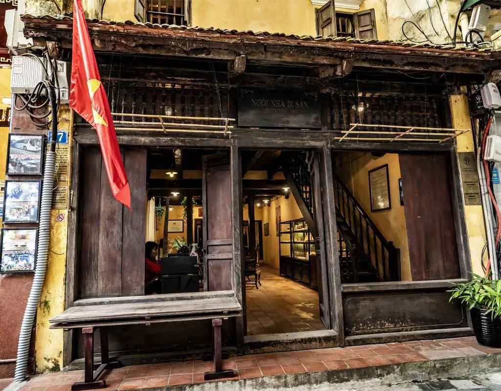 Traditional Vietnamese tube house at 87 Ma May Street Hanoi