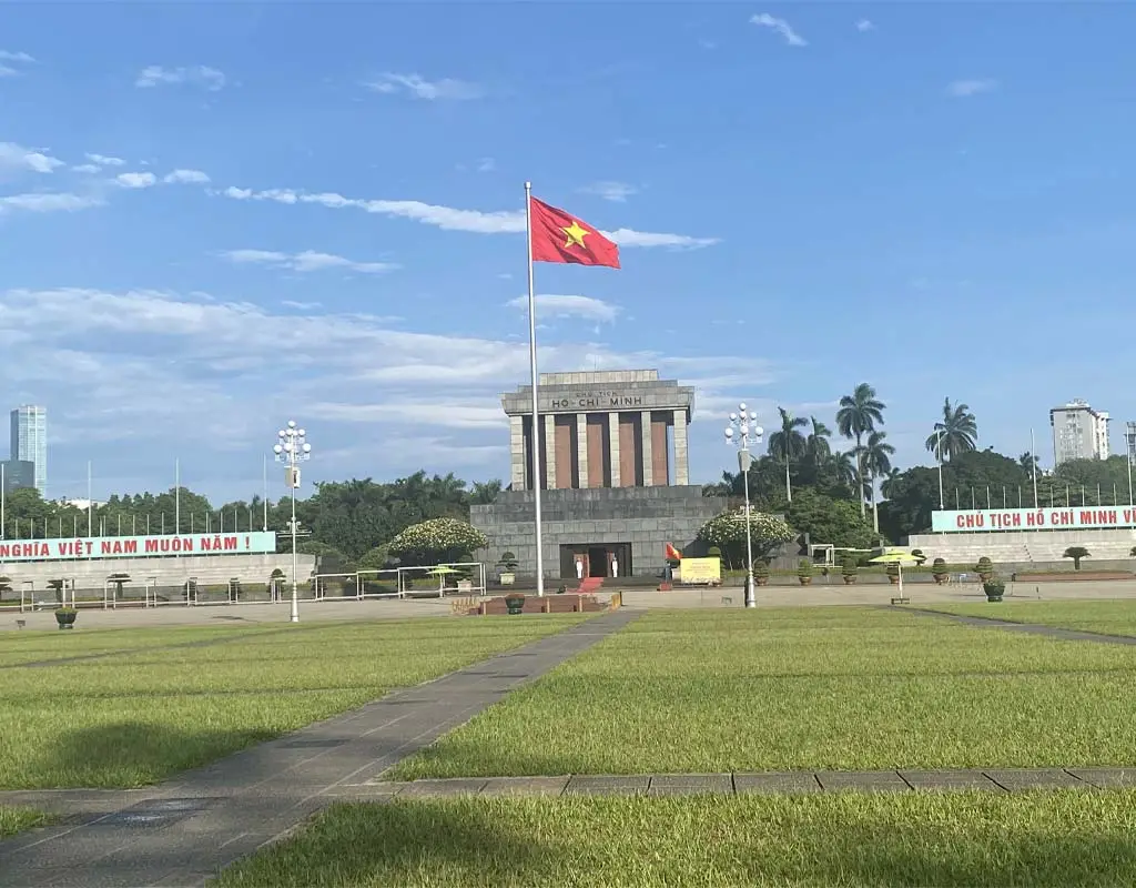 Vietnamese flag raising ceremony at Ba Dinh Square in Hanoi