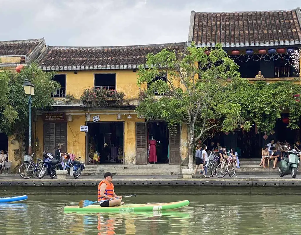 SUP paddleboarding on the Thu Bon River near Hoi An