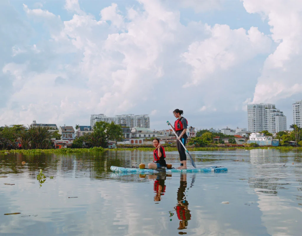 Urban SUP paddleboarding on the Saigon River