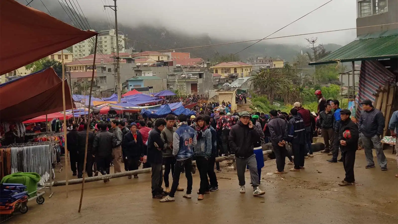 Dong Van Market in Ha Giang with local ethnic people and traditional clothing
