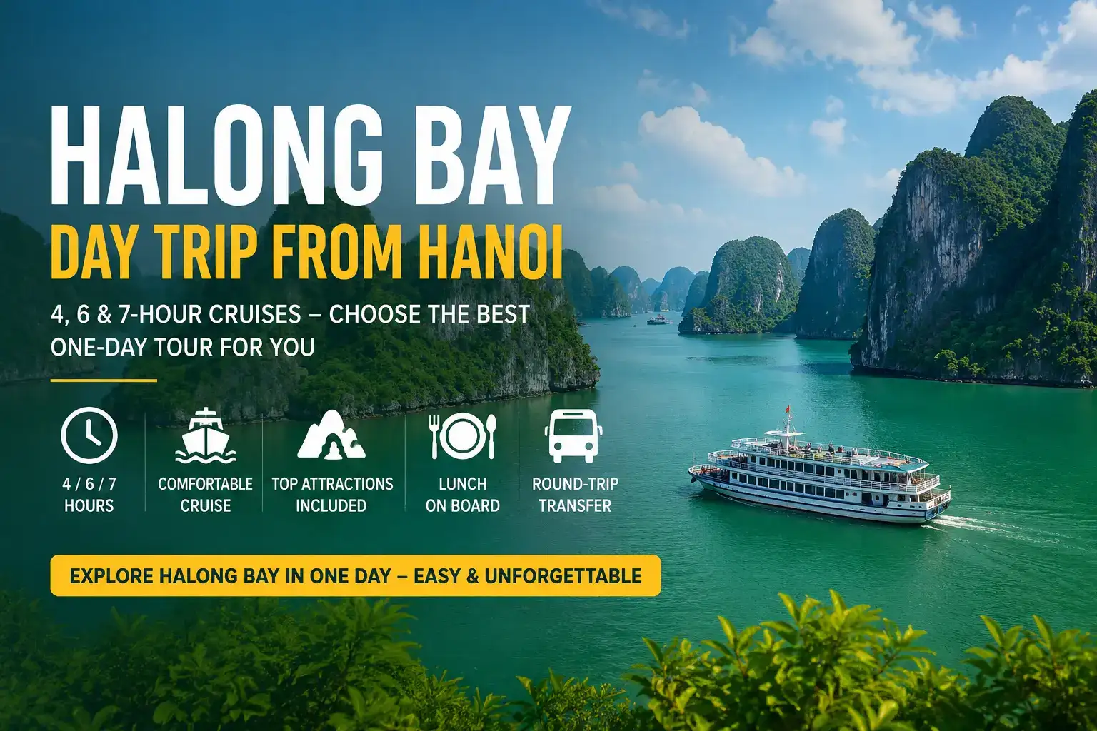 Halong Bay day trip from Hanoi with boat trip
