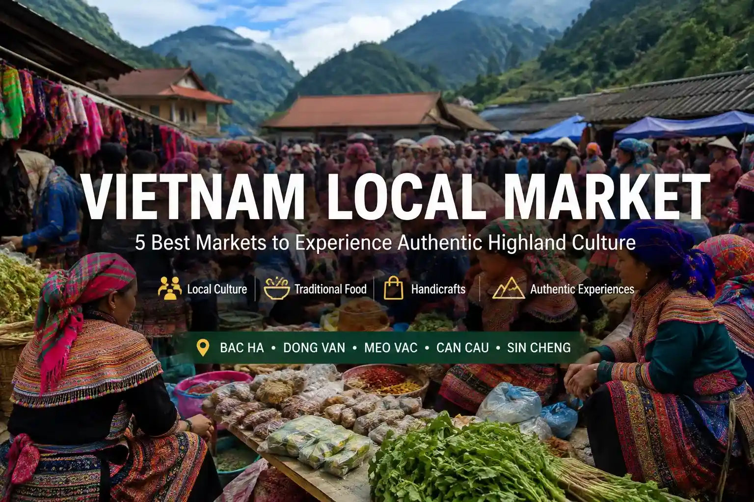 Vietnam Local Market showcasing colorful ethnic communities in Northern Vietnam