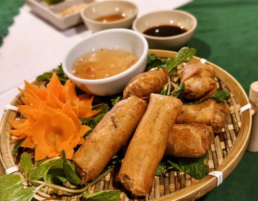 Bitter bamboo shoot spring rolls in Sapa