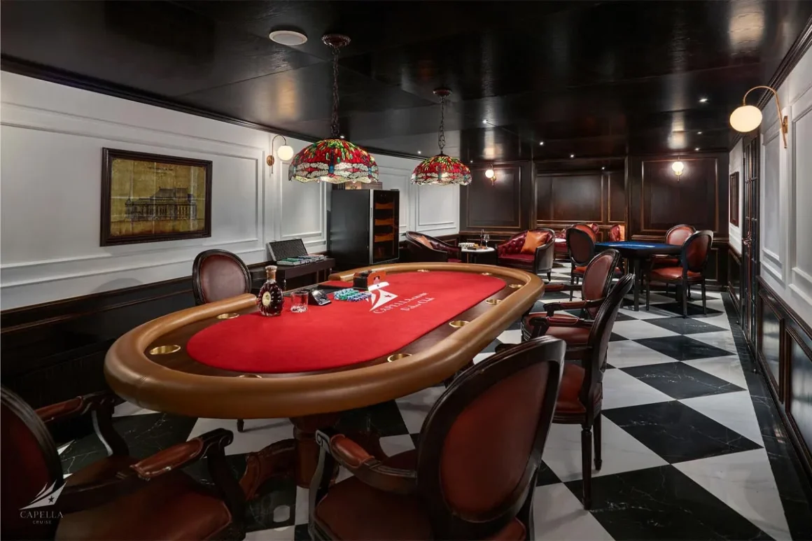Poker room and entertainment area on Capella Cruise Lan Ha Bay
