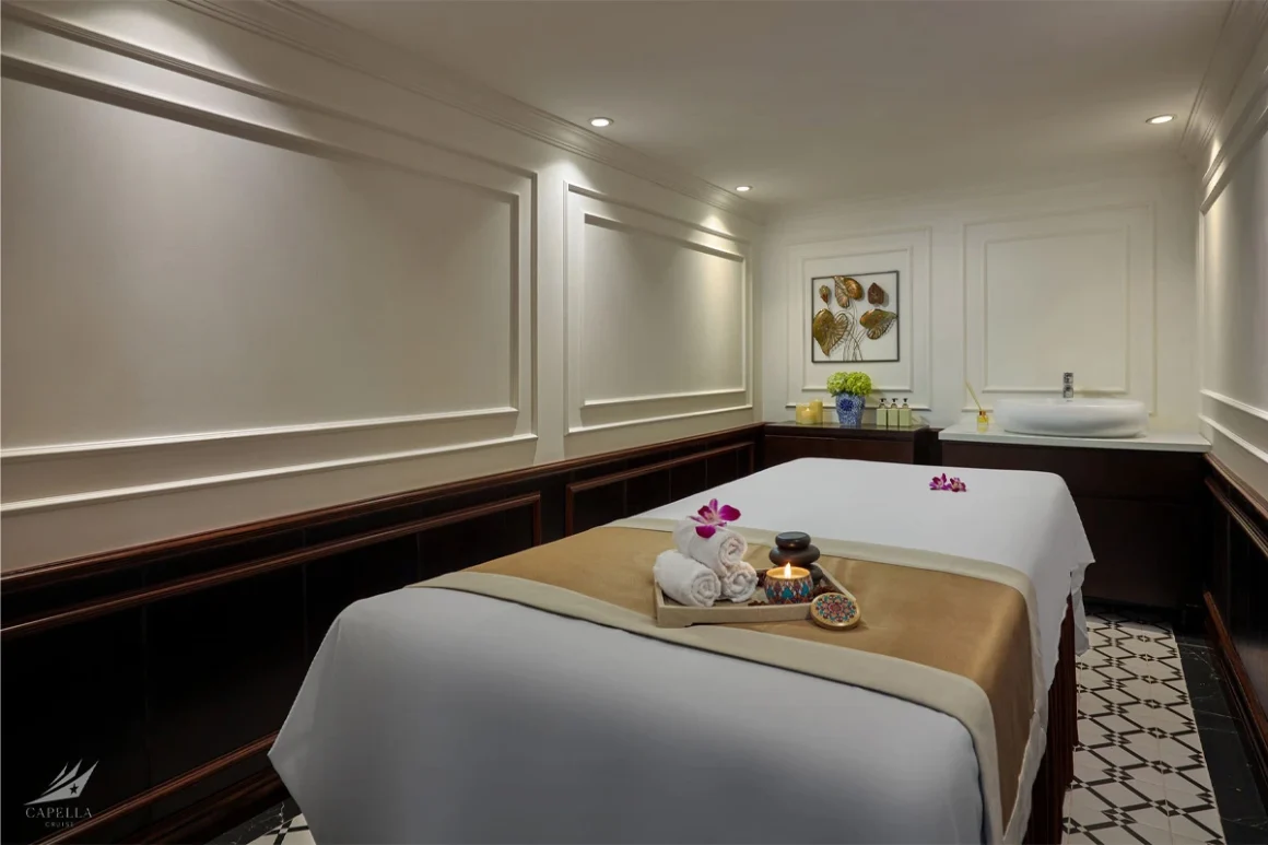 Spa treatment room on Capella Cruise Lan Ha Bay