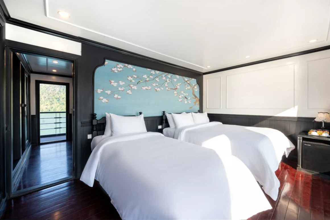 Connecting family suite with private balconies on Dragon Bay Premium Cruise Lan Ha Bay
