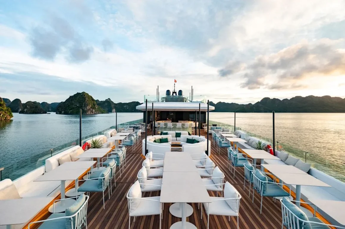 La SEN of the Bay Outdoor Restaurant Outdoor dining area on La SEN of the Bay cruise, Lan Ha Bay