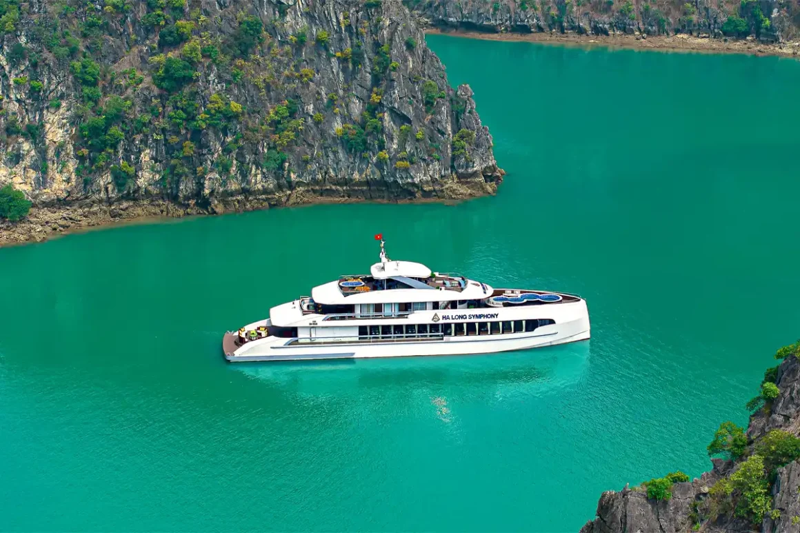 Symphony Cruise Halong Bay Overview Symphony Cruise Halong Bay sailing among limestone karsts on a one-day cruise from Hanoi